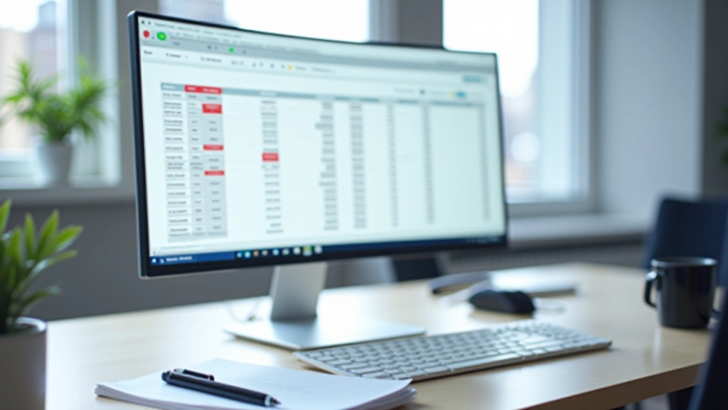 Lead scoring spreadsheet template displayed on computer monitor with qualification criteria visible